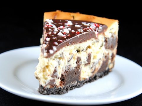 Peppermint Bark Cheesecake, Oreo Cheesecake, and Red Velvet Cheesecake