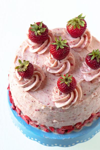 Strawberry Shortcake Layer Cake with Strawberry Biscuit Buttercream