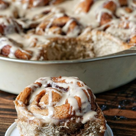 Banana Bread Maple Cinnamon Rolls with Maple Glaze