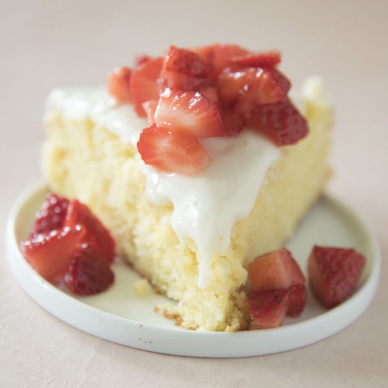 Key Lime Cornmeal Cake with Strawberry Margarita Compote