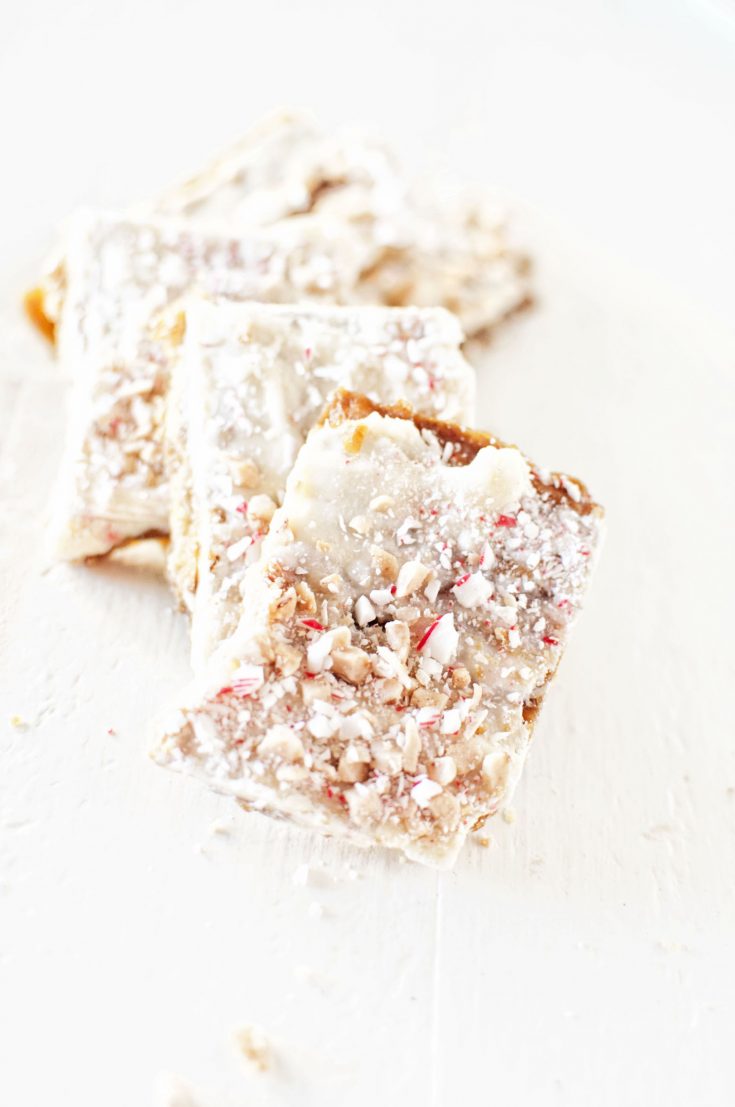 White Chocolate Candy Cane Cracker Toffee