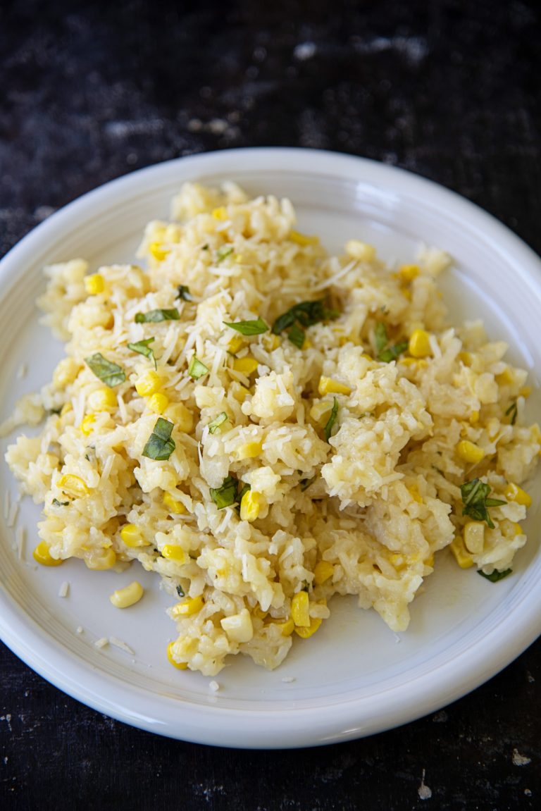 Sweet Corn Parmesan Oven Risotto - Sweet ReciPEAs