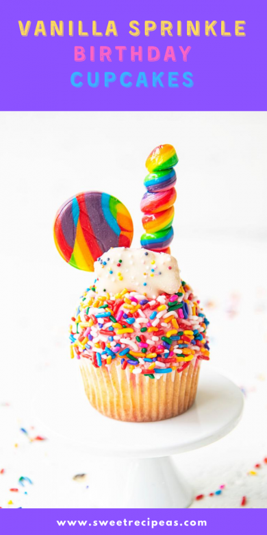 Vanilla Sprinkle Birthday Cupcakes - Sweet Recipeas