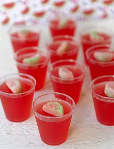Watermelon Lemonade Jello Shots with Vodka and Watermelon Pucker
