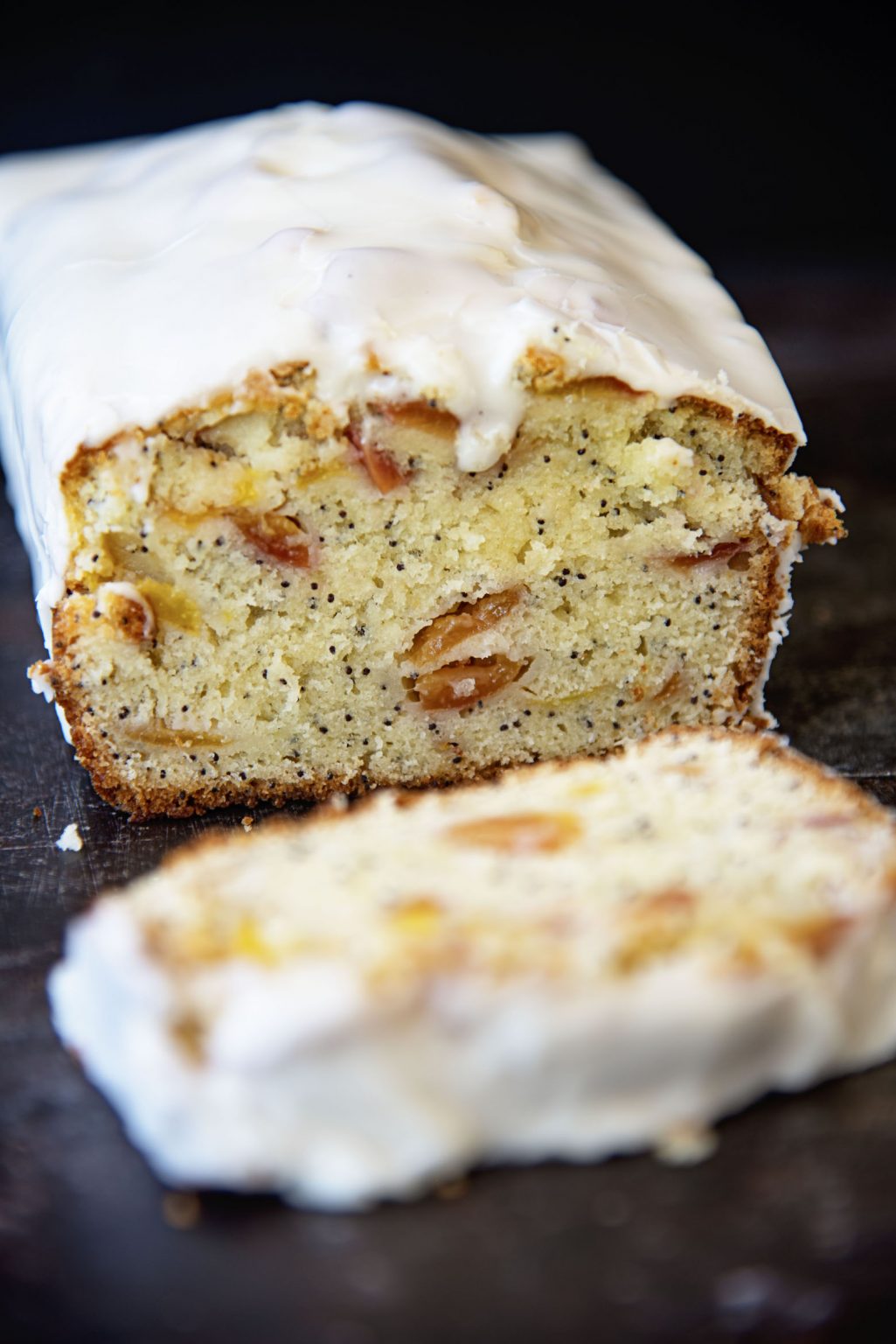 Fresh Cherry Poppy Seed Loaf with Lemonade Glaze