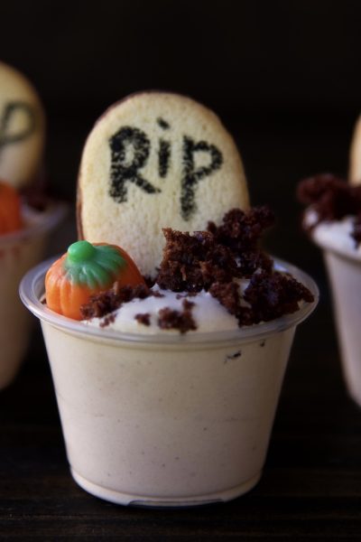 Graveyard Chocolate Pudding Shots #HalloweenTreatsWeek