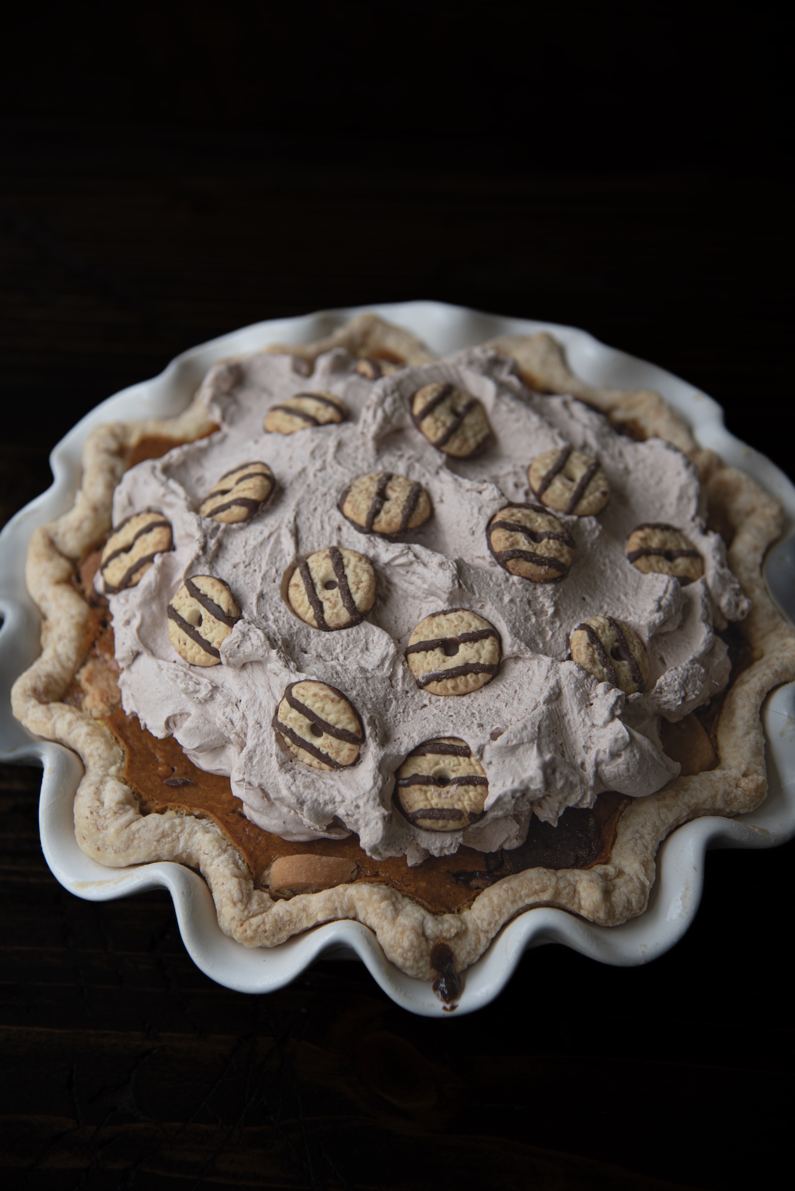 Shot of the whole Fudge Cookie Pumpkin Pie.